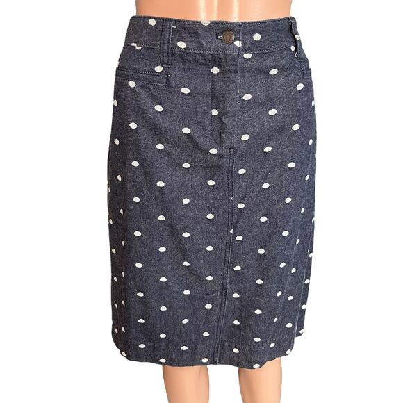 Talbots Polka Dot Denim Pencil Skirt 8 Preppy Coastal Cowgirl Festival Western - Picture 2 of 4